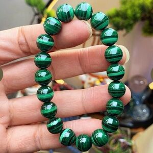 Green Malachite Natural Crystal Beaded Gemstone Bracelet Unisex Bracelet Gift